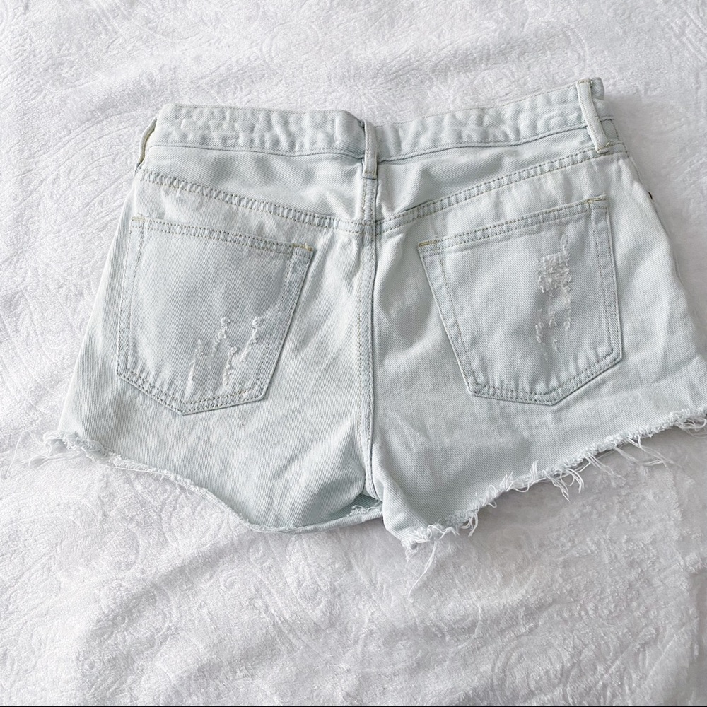PacSun Mid Rise Light Wash Ripped Jean Shorts - Picture 7 of 13